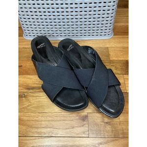 DANSKO Womens Wedge Sandals Leather Black Size 39 US 8.5